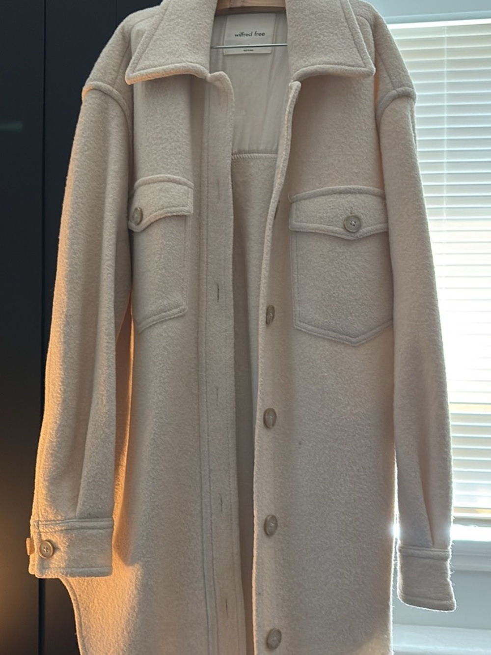 Wilfred Cream Button-Front Sherpa Shacket